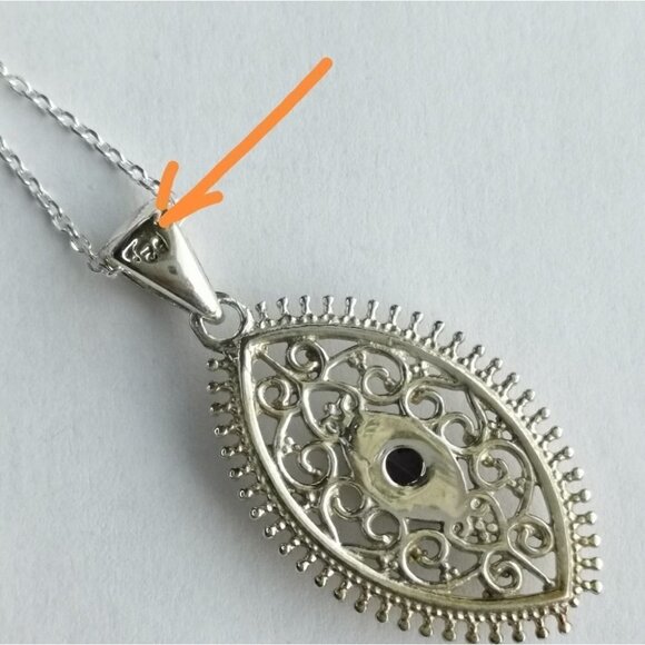 New Sterling Silver filigree Amethyst pendant necklace - Picture 2 of 6